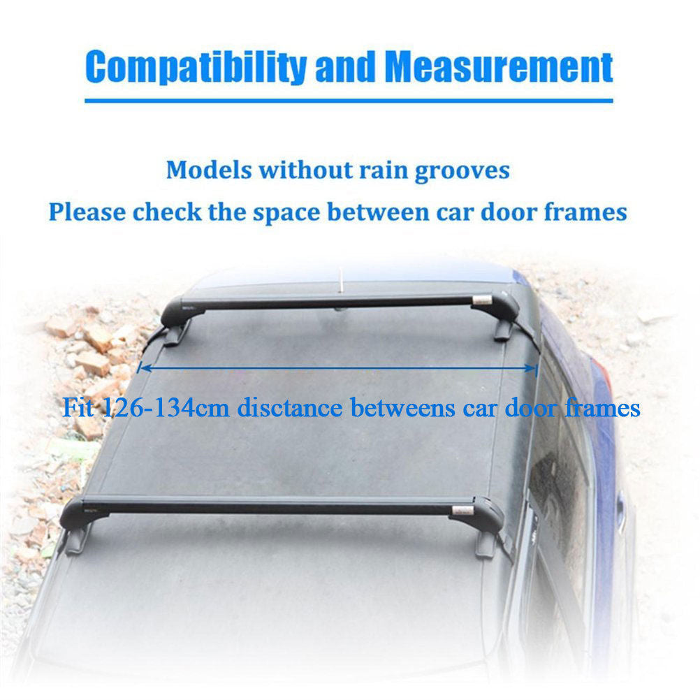 One Pair Roof Rack Cross Bars Suv Sedan Luggage Carrier Rain Grooves Black RRCB-006 - Machter