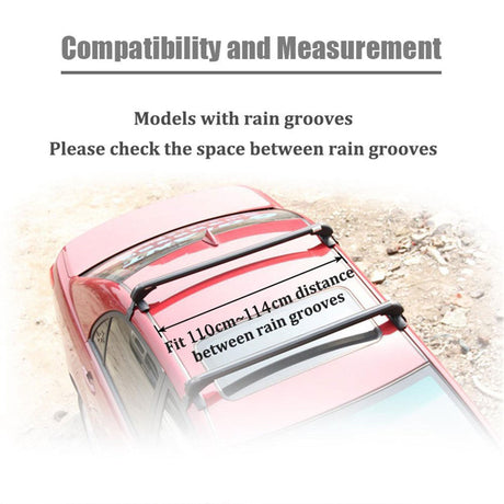 One Pair Roof Rack Cross Bars Suv Sedan Luggage Carrier Rain Grooves Black RRCB-006 - Machter