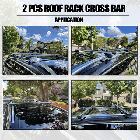 2 x Aluminum Cross Bars With Raised Roof Rail Fit For Toyota RAV4 2000-2005/2013-2019 - Machter