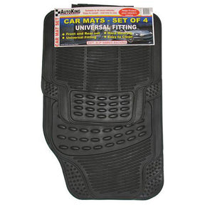 Rubber Car Mats Set of 4 Black 2 x Front, 2 x Rear - AUTOKING