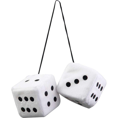 Groovy Fluffy Dice Red, White, Pink, Black & Blue - JetCo White