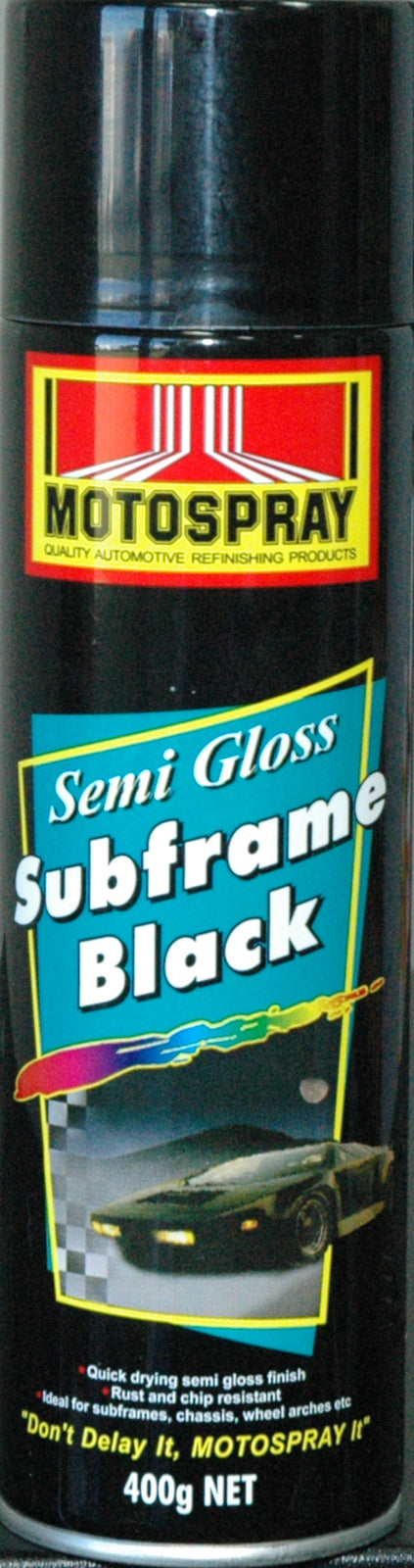 Subframe Black Enamel Semi-Gloss Black Aerosol 400g - Motospray | Universal Auto Spares