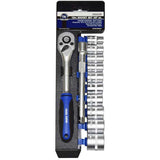 Socket & Ratchet Set 12 Piece MET 3/8" Drive 150mm Extension Bar - Tool King