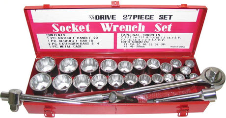 Socket Set 3/4" Drive 27 Piece Metric & SAE - Tool King | Universal Auto Spares