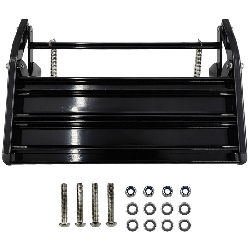 Single Caravan Step With Screws Kit Aluminium Black Pull Out Folding 550mm Fit For RV STEP-002 - Machter