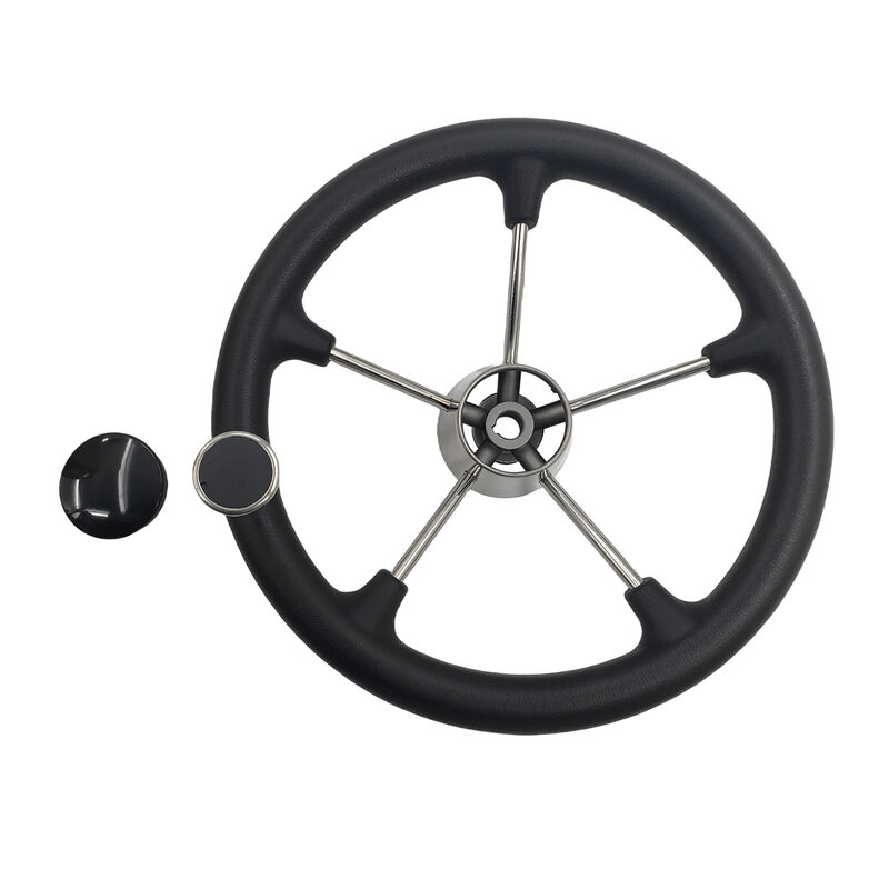 13-1/2'' Inch 5-Spoke Destroyer Style Boat Steering Wheel With Knob & Center Cap - Machter