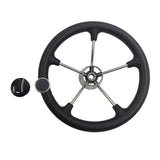 13-1/2'' Inch 5-Spoke Destroyer Style Boat Steering Wheel With Knob & Center Cap - Machter