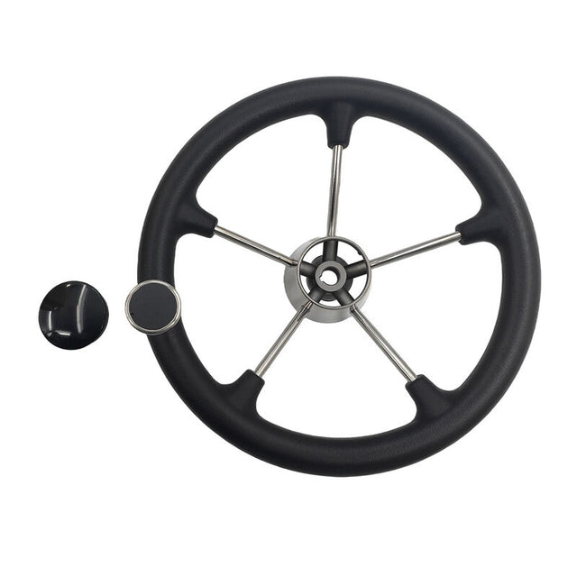 13-1/2'' Inch 5-Spoke Destroyer Style Boat Steering Wheel With Knob & Center Cap SWHEEL-BT01 - Machter