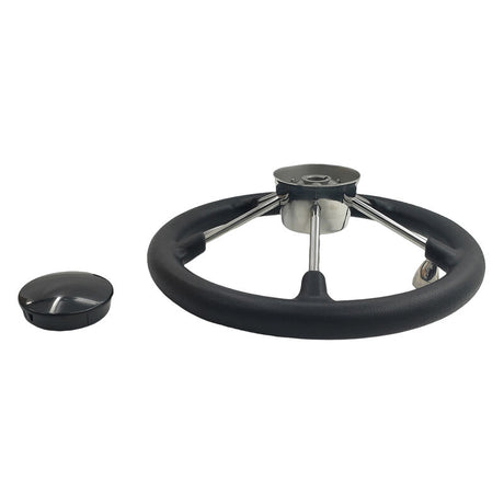 13-1/2'' Inch 5-Spoke Destroyer Style Boat Steering Wheel With Knob & Center Cap - Machter