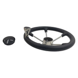13-1/2'' Inch 5-Spoke Destroyer Style Boat Steering Wheel With Knob & Center Cap - Machter