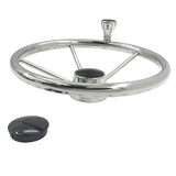 5 Spoke 13-1/2 Inch 13.5'' Destroyer Style Stainless Boat Steering Wheel With Knob - Machter