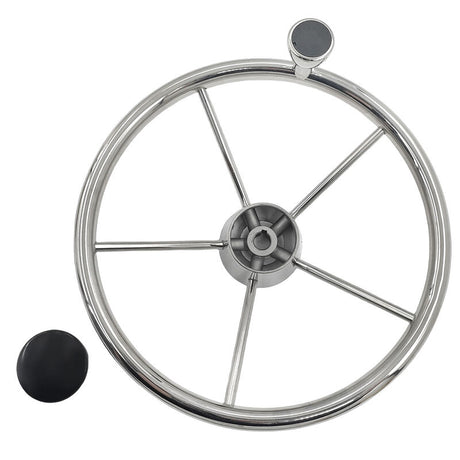 5 Spoke 13-1/2 Inch 13.5'' Destroyer Style Stainless Boat Steering Wheel With Knob - Machter