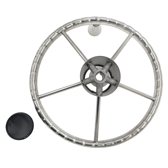 5 Spoke 13-1/2 Inch 13.5'' Destroyer Style Stainless Boat Steering Wheel With Knob - Machter