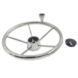 5 Spoke 13-1/2 Inch 13.5'' Destroyer Style Stainless Boat Steering Wheel With Knob - Machter
