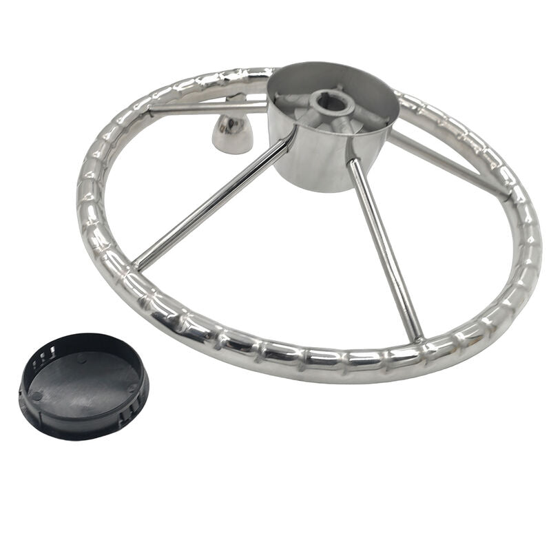 5 Spoke 13-1/2 Inch 13.5'' Destroyer Style Stainless Boat Steering Wheel With Knob - Machter