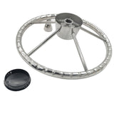 5 Spoke 13-1/2 Inch 13.5'' Destroyer Style Stainless Boat Steering Wheel With Knob - Machter