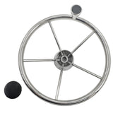 5 Spoke 13-1/2 Inch 13.5'' Destroyer Style Stainless Boat Steering Wheel With Knob - Machter