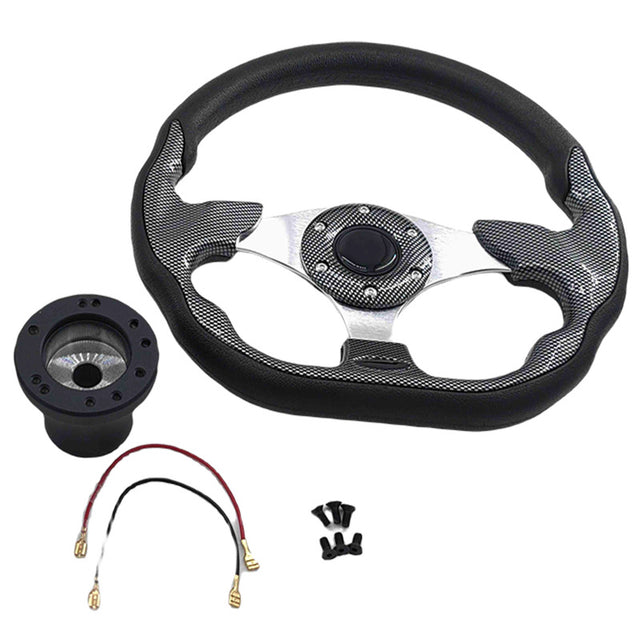 Golf Cart Steering Wheel Fit For EZGO TXT RXV Valor Marathon Adapter Black Upgrade SWHEEL-EZGO - Machter