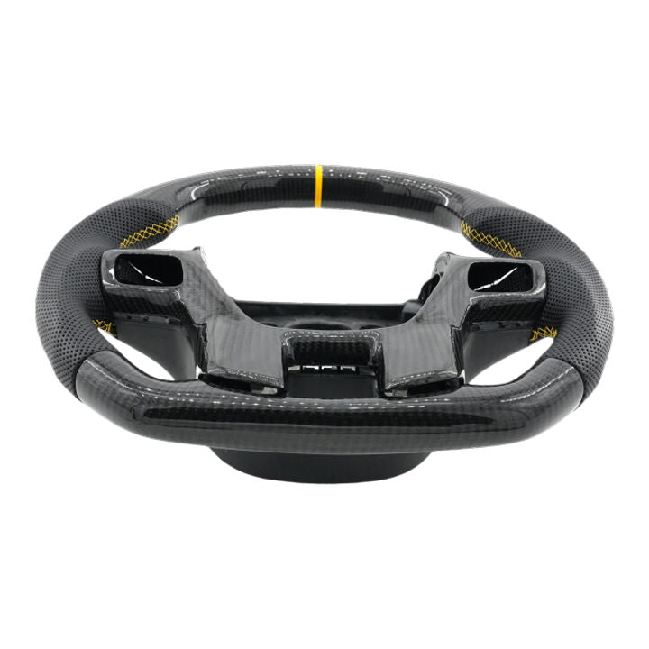 Steering Wheel Leather + Carbon Fibre Yellow Line Fit For Ford Ranger PX2 PX3 Everest UA SWHEEL-FD001 - Machter