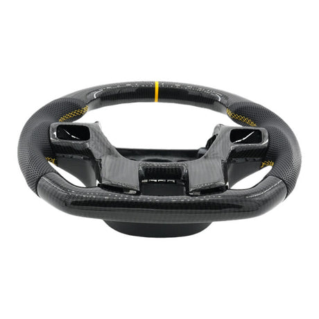 Steering Wheel Leather + Carbon Fibre Yellow Line Fit For Ford Ranger PX2 PX3 Everest UA SWHEEL-FD001 - Machter