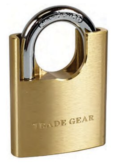 Brass Padlock with 3 Keys 50mm Hardened Shackle - Trade Gear