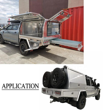 Pair Aluminium 780mm Double Tapered Under Tray Ute Tool Box + Flare Mud Guards TBOX-002 - Machter