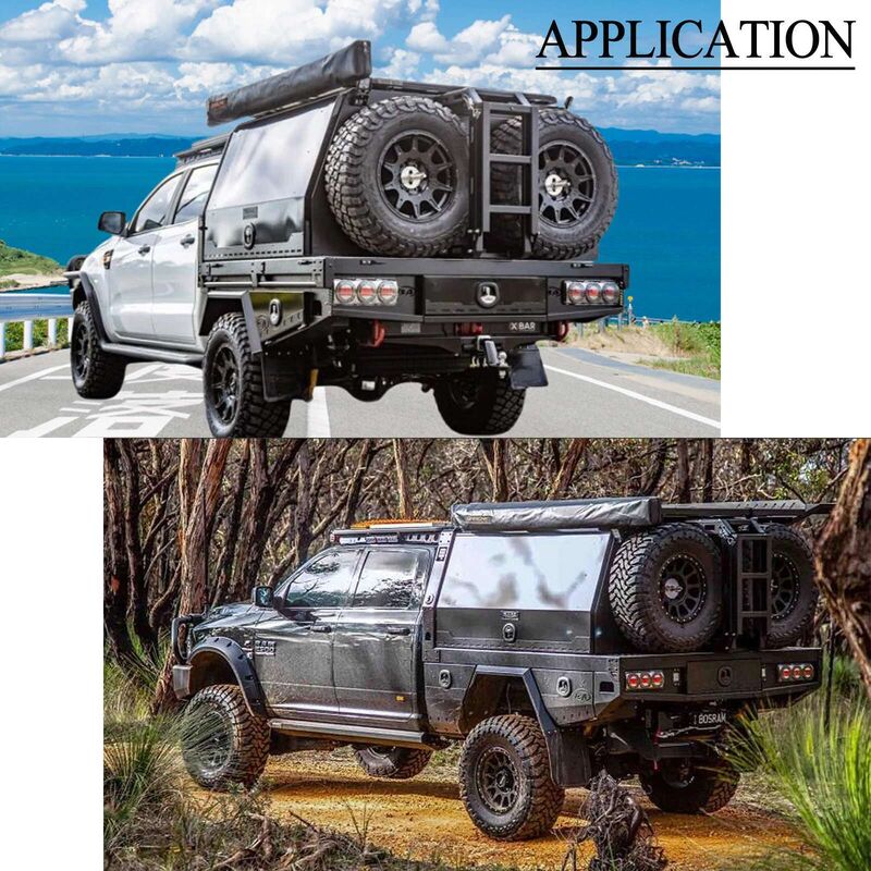 Pair Aluminium 780mm Double Tapered Under Tray Ute Tool Box + Flare Mud Guards TBOX-002 - Machter