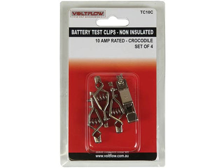 Testing/Crocodile Clips 10 AMP Non-Insulated 6 Pieces - VoltFlow | Universal Auto Spares