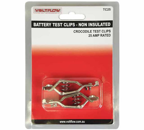 Testing/Crocodile Clips 25 AMP Non-Insulated 2 Pieces - VoltFlow | Universal Auto Spares