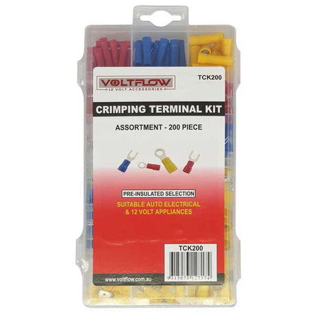 Crimping Terminal Kit 200 Pieces Assorted Insulated Terminals - VoltFlow | Universal Auto Spares