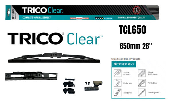 Clear Trade Quality Blade Assembly 650MM 26" (Single) TCL650 - Trico | Universal Auto Spares