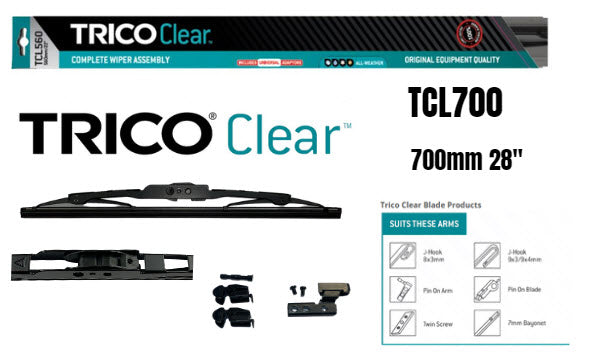 Clear Trade Quality Blade Assembly 700MM 28" (Single) TCL700 - Trico | Universal Auto Spares