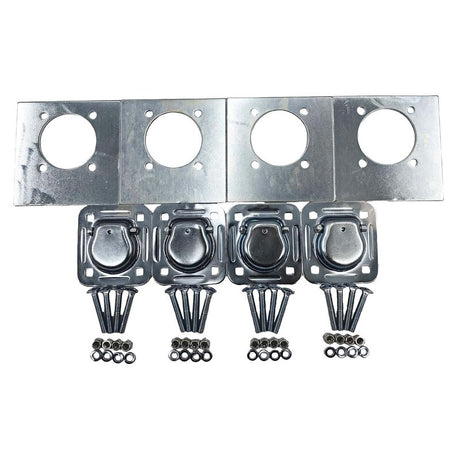 4 Sets Tie Down Lashing Ring & Backing Plates With Bolts Ute Trailer Zinc Plated - Machter