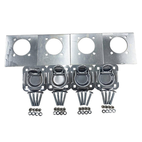 4 Sets Tie Down Lashing Ring & Backing Plates With Bolts Ute Trailer Zinc Plated - Machter