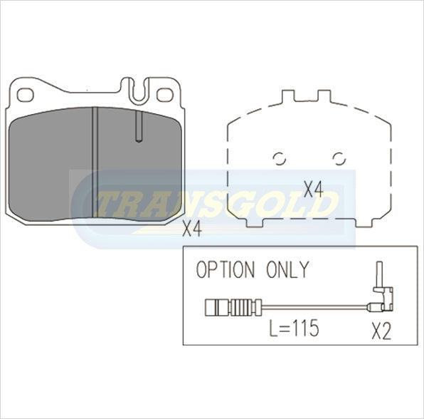 Brake Pads Front Fits Mercedes '72-79 - Transgold | Universal Auto Spares
