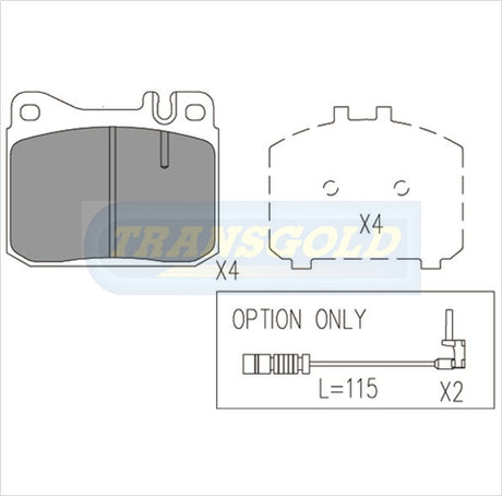 Brake Pads Front Fits Mercedes '72-79 - Transgold | Universal Auto Spares