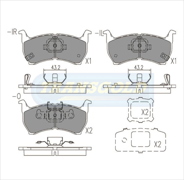 Brake Pads Fits Telstar As 86-87/ Mazda 626 1985 On TG0414N - Transgold | Universal Auto Spares