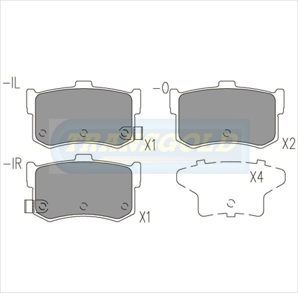 Brake Pads Rear Fits Honda Acura (2 Door) Legend 2 Door Coupe 87-90 TG0437N - Transgold | Universal Auto Spares