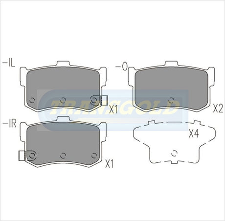 Brake Pads Rear Fits Honda Acura (2 Door) Legend 2 Door Coupe 87-90 TG0437N - Transgold | Universal Auto Spares