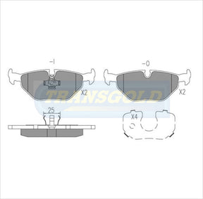 Brake Pads Rear Fits Bmw M3 Coupe E36/535 E34 88-96, 540is E34 93-96/M5 E34 90-93 TG1132N - Transgold | Universal Auto Spares