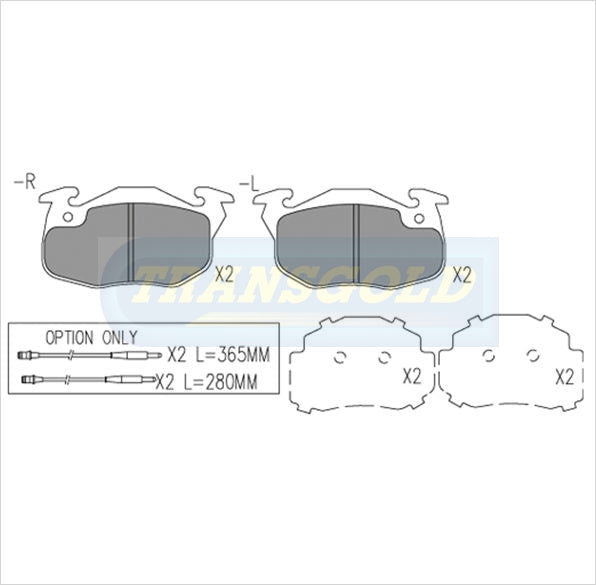 Brake Pads Front Fits Renault-R Series, Clio, Fuego, 19rt,19 Baccara, Peugeot-205,309,405 TG1182N - Transgold | Universal Auto Spares