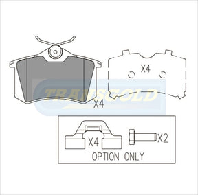 Brake Pads Rear Fits Audi 80 V6 1993 On, A41.8,2.6 '95-01, Seat '95-97, Renault Scenic TG1192N - Transgold | Universal Auto Spares