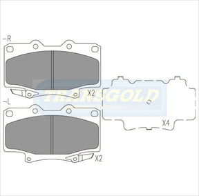 Brake Pads Front Fits Toyota Landcruiser TG1199N - Transgold | Universal Auto Spares