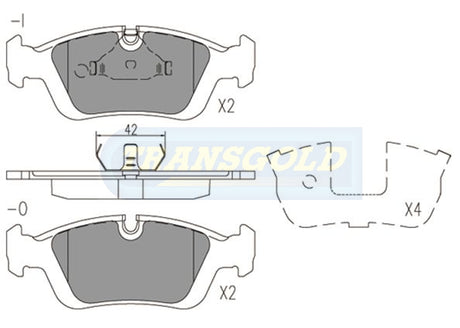 Brake Pads Fits BMW 3 Series 1995 On , Roadster 1995 On TG1224N - Transgold | Universal Auto Spares