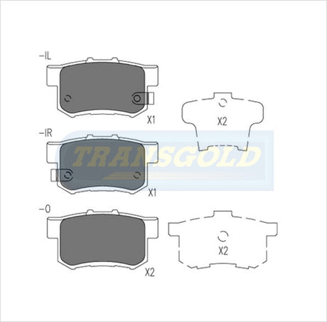 Brake Pads Rear Fits Honda Legend '91, Odyssey '95 On Crv 02-05 TG1230N - Transgold | Universal Auto Spares