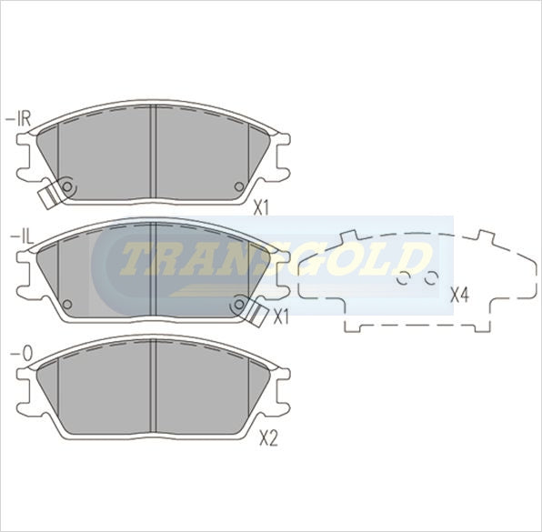 Brake Pads Front Fits Hyundai Excel 1990 On, Hyundai Getz 2002 On TG1252N - Transgold | Universal Auto Spares