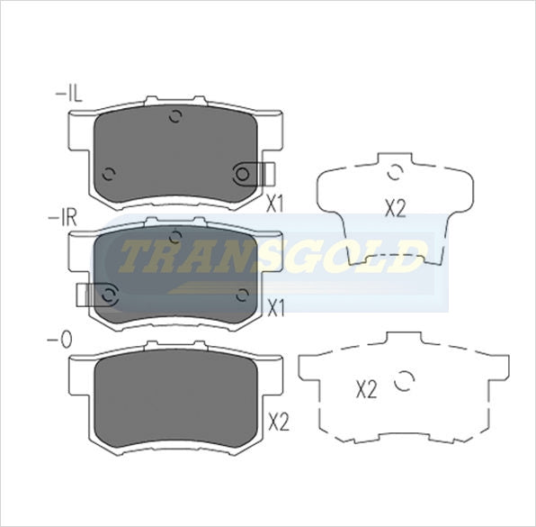 Brake Pads Rear Fits Honda Accord, Prelude TG1265N - Transgold | Universal Auto Spares