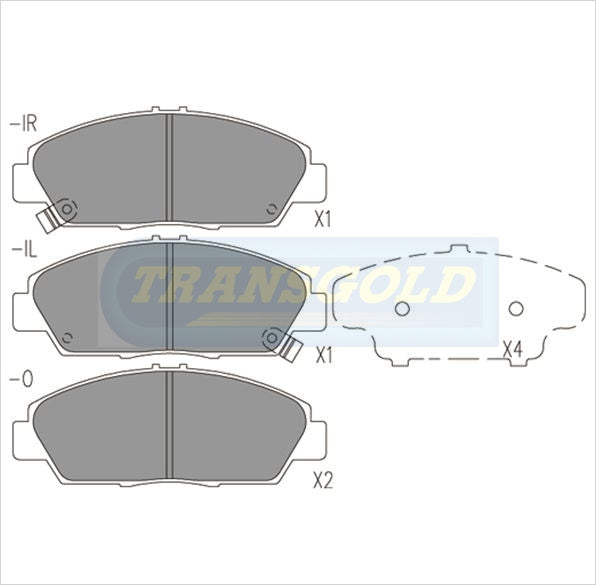 Brake Pads Front Fits Honda Prelude '92 On TG1268N - Transgold | Universal Auto Spares