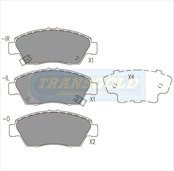 Brake Pads Front Fits Honda Crx 2 Dr Coupe 92 TG1286N - Transgold | Universal Auto Spares
