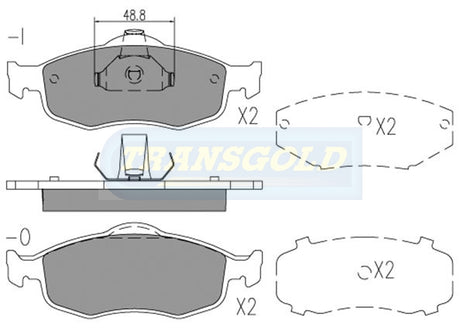 Brake Pads Front Fits Ford Mondeo 1995 On TG1299N - Transgold | Universal Auto Spares